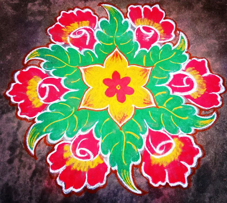 Good Looking Rose Rangoli