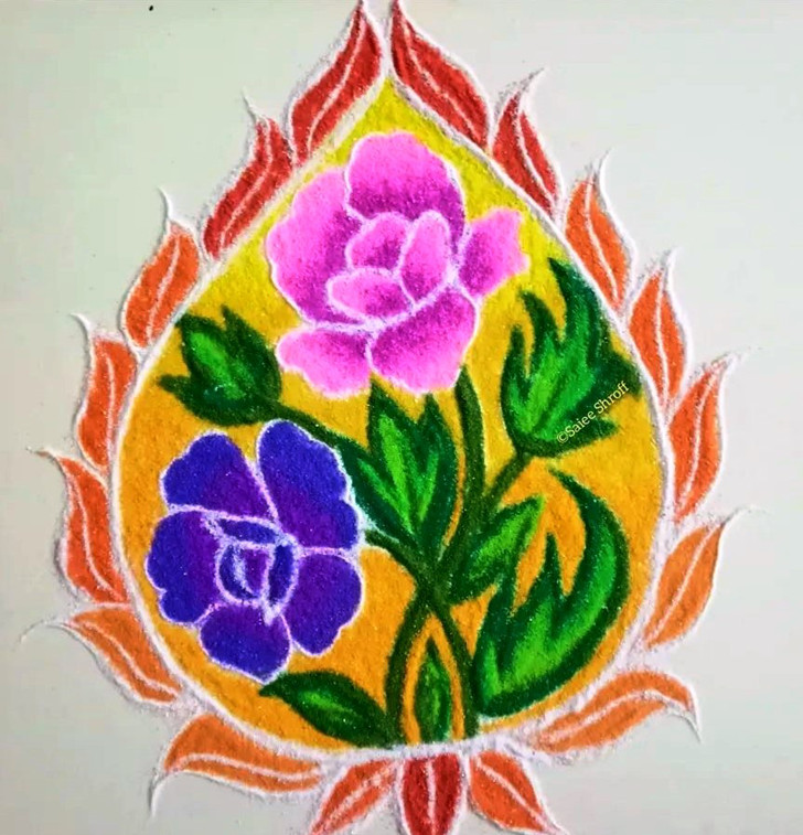 Graceful Rose Rangoli