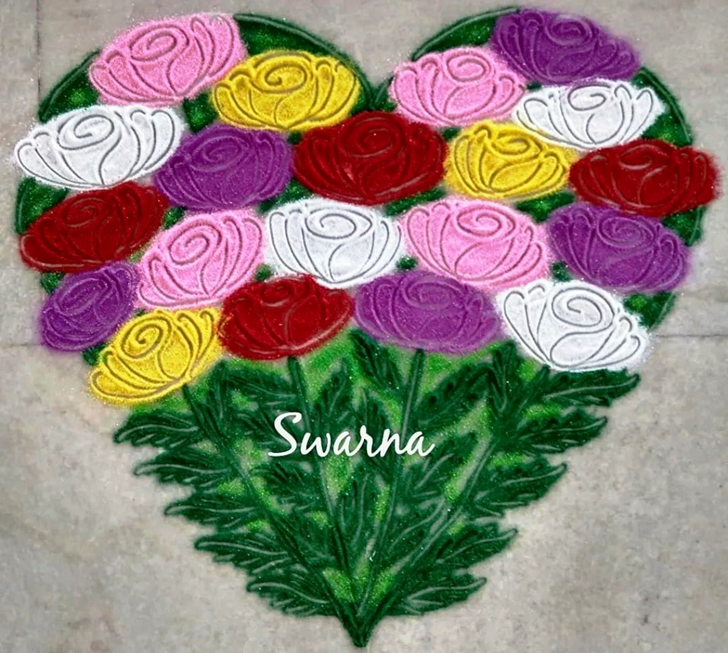 Inviting Rose Rangoli