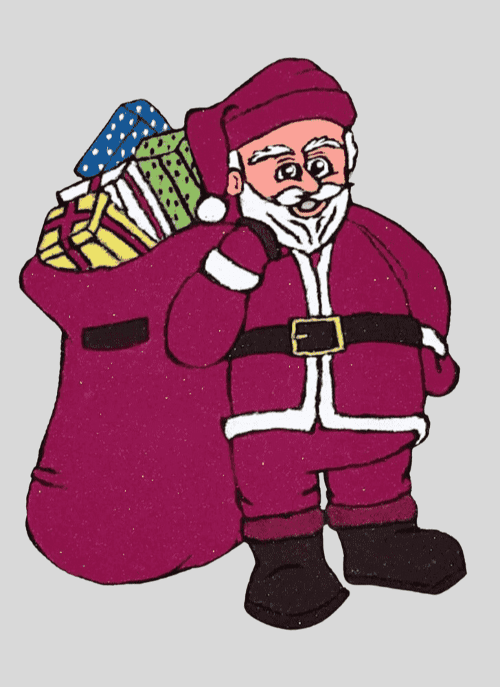 Wonderful Santa Claus Rangoli Design