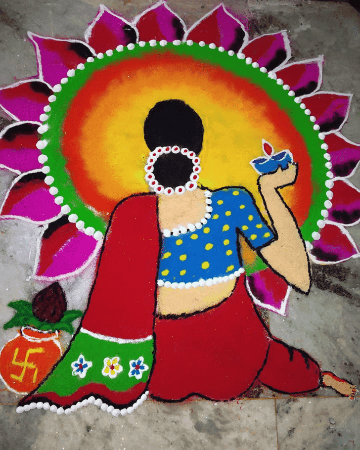 Superb Sheetala Ashtami Rangoli