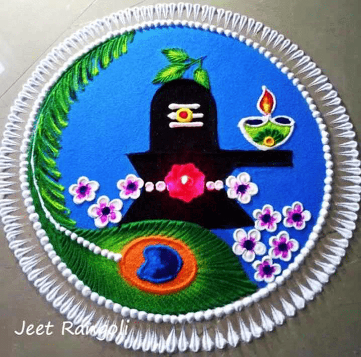 Wonderful Shravan Somvar Rangoli Design