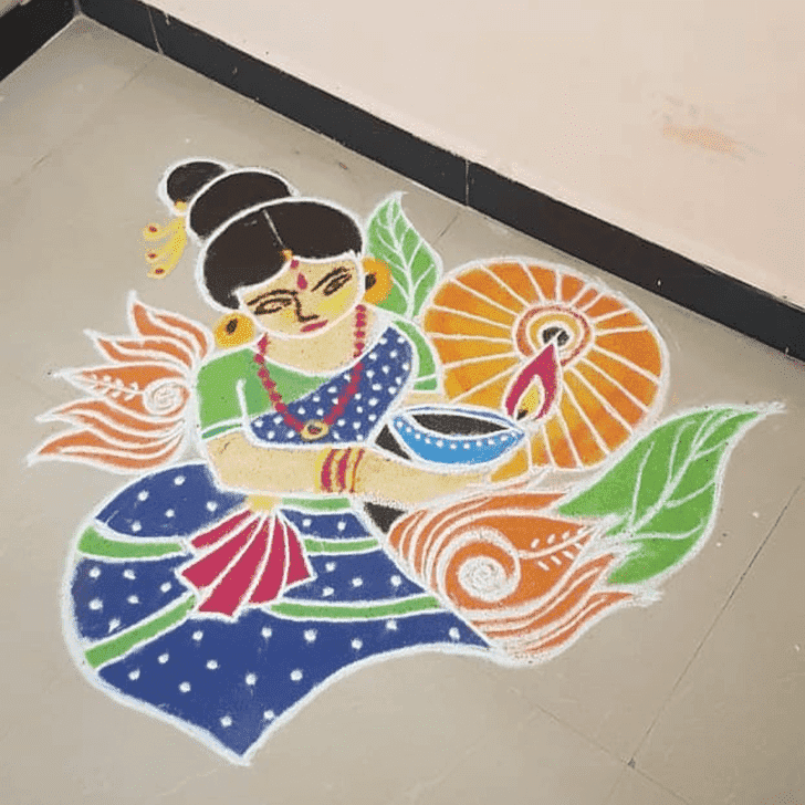 Fetching Somvati Amavasya Rangoli