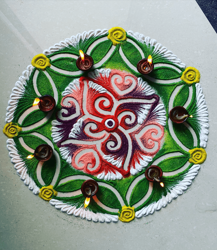 Delicate Sravana Amavasya Rangoli