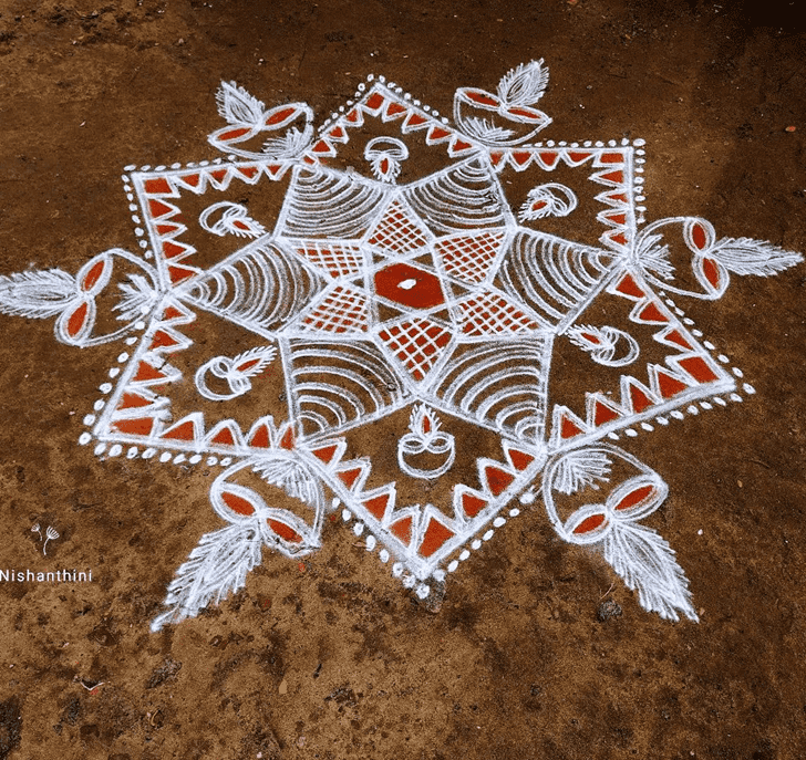 Pleasing Sravana Purnima Rangoli