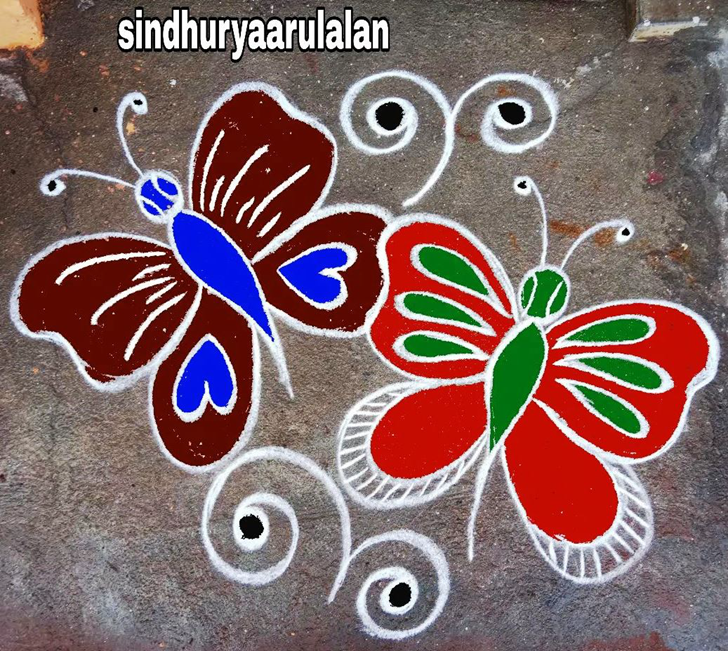 Lovely Titli Rangoli Design