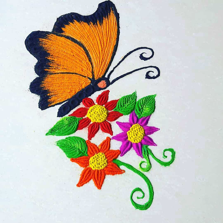 Wonderful Titli Rangoli Design