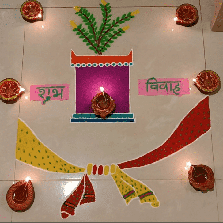 Delicate Tulsi Vivah Special Rangoli