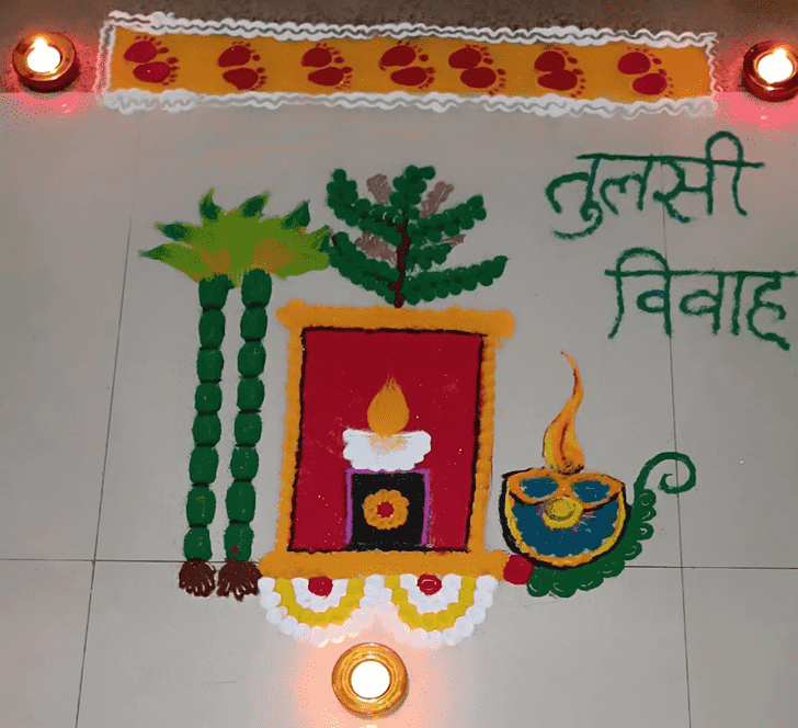 Fine Tulsi Vivah Special Rangoli