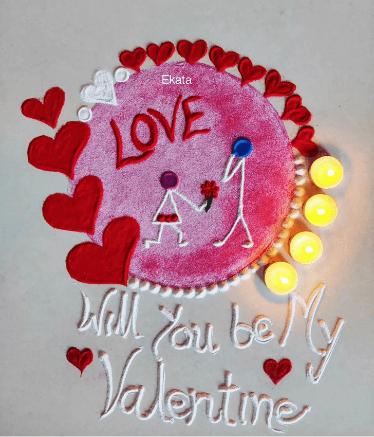 Excellent Valentines Day Rangoli