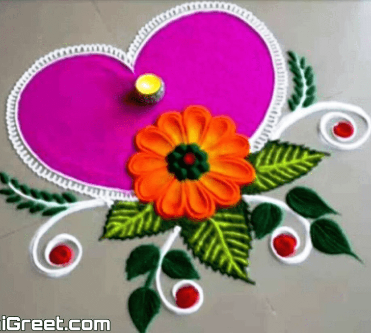 Graceful Valentines Day Rangoli