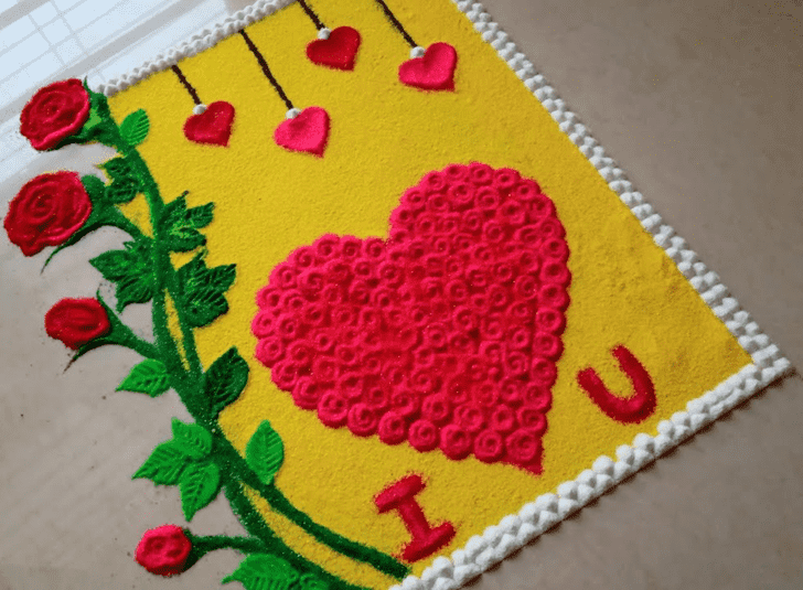 Pleasing Valentines Day Rangoli