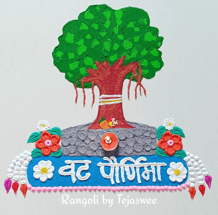 Delicate Vat Purnima Rangoli