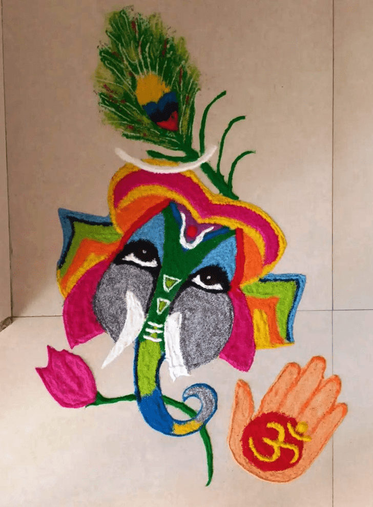 Exquisite Vighnaraja Rangoli