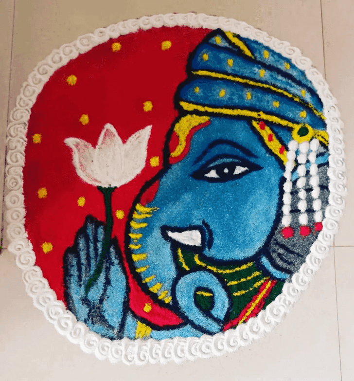 Fascinating Vighnaraja Rangoli