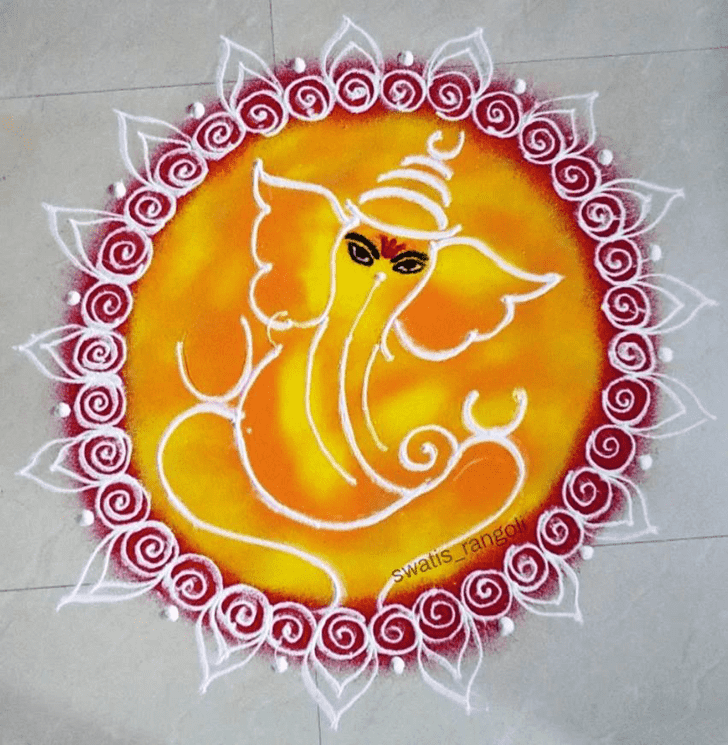 Nice Vighnaraja Rangoli