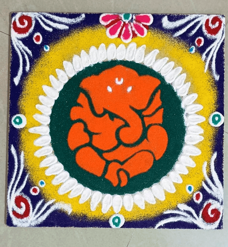 Slightly Vighnaraja Rangoli