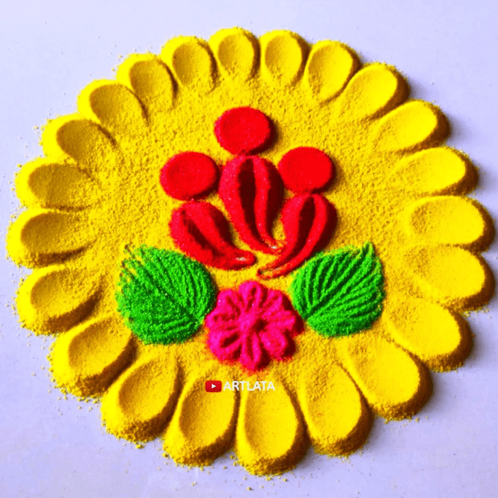 Wonderful Vighnaraja Rangoli Design