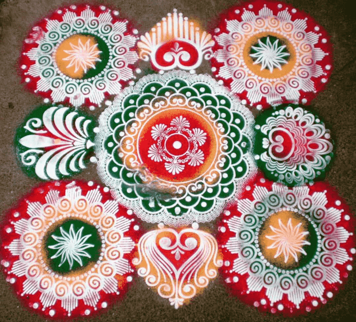 Delicate Vishwakarma Puja Rangoli