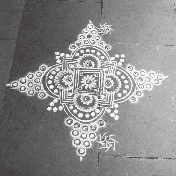 Excellent White Rangoli