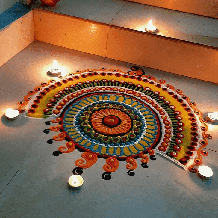 Admirable Yamuna Chhath Rangoli Design