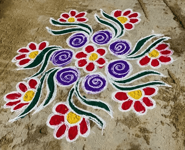 Appealing Yamuna Chhath Rangoli