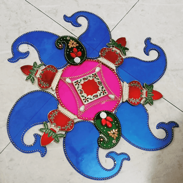 Charming Yamuna Chhath Rangoli