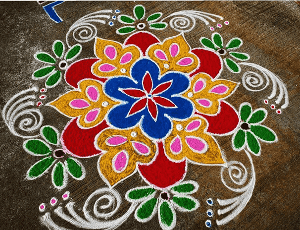 Dazzling Yamuna Chhath Rangoli