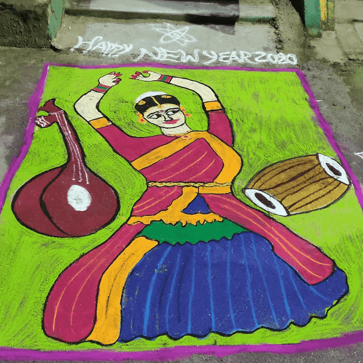 Elegant Yamuna Chhath Rangoli