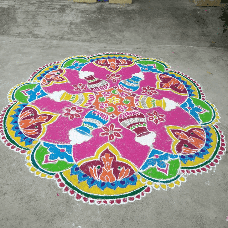 Enthralling Yamuna Chhath Rangoli