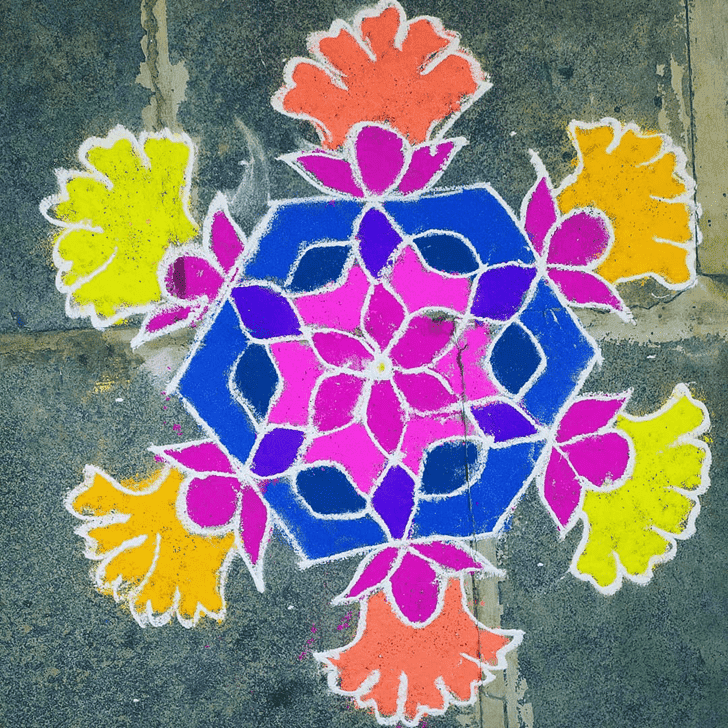 Fascinating Yamuna Chhath Rangoli