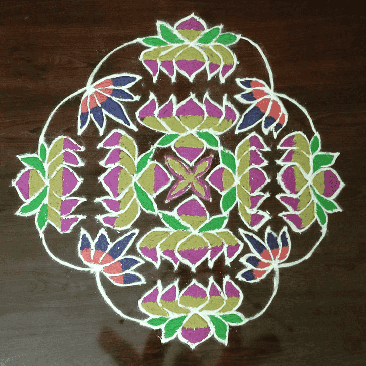 Lovely Yamuna Chhath Rangoli Design