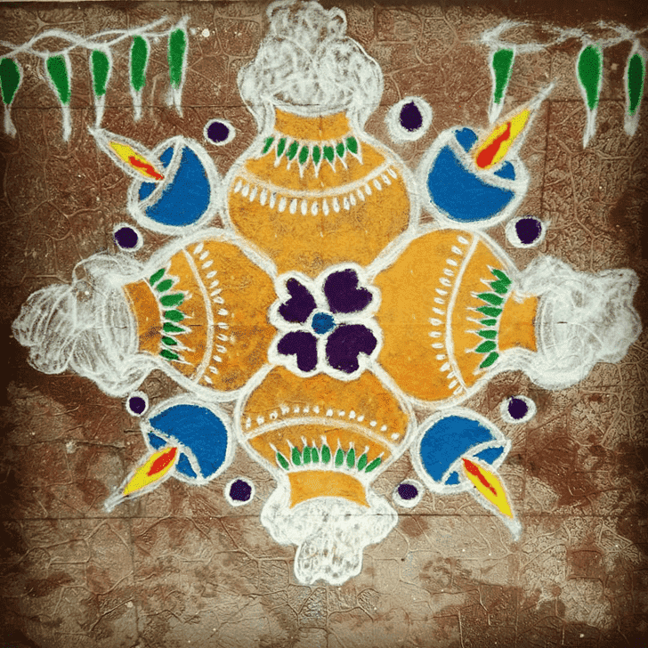 Marvelous Yamuna Chhath Rangoli